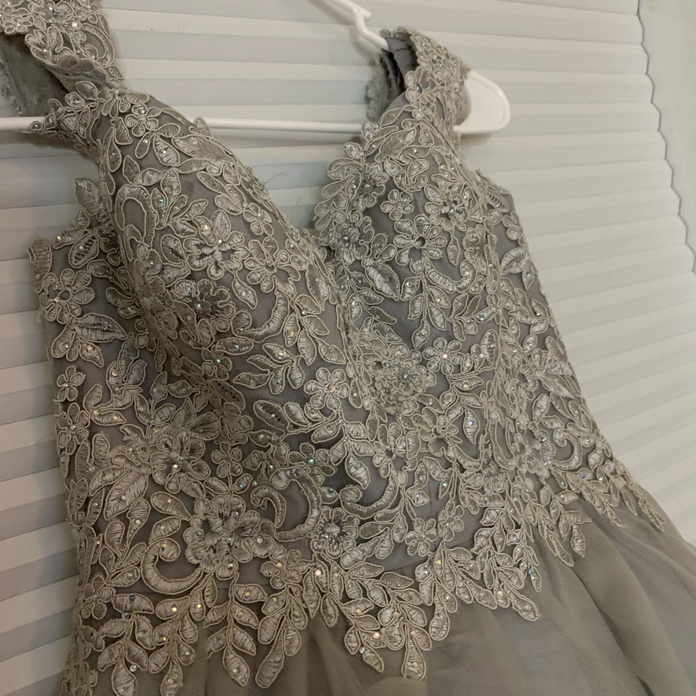 silver off the shoulder rhinestone detail dress